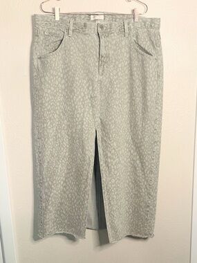 Universal Thread Gray Leopard Print Denim Midi Skirt Size 16